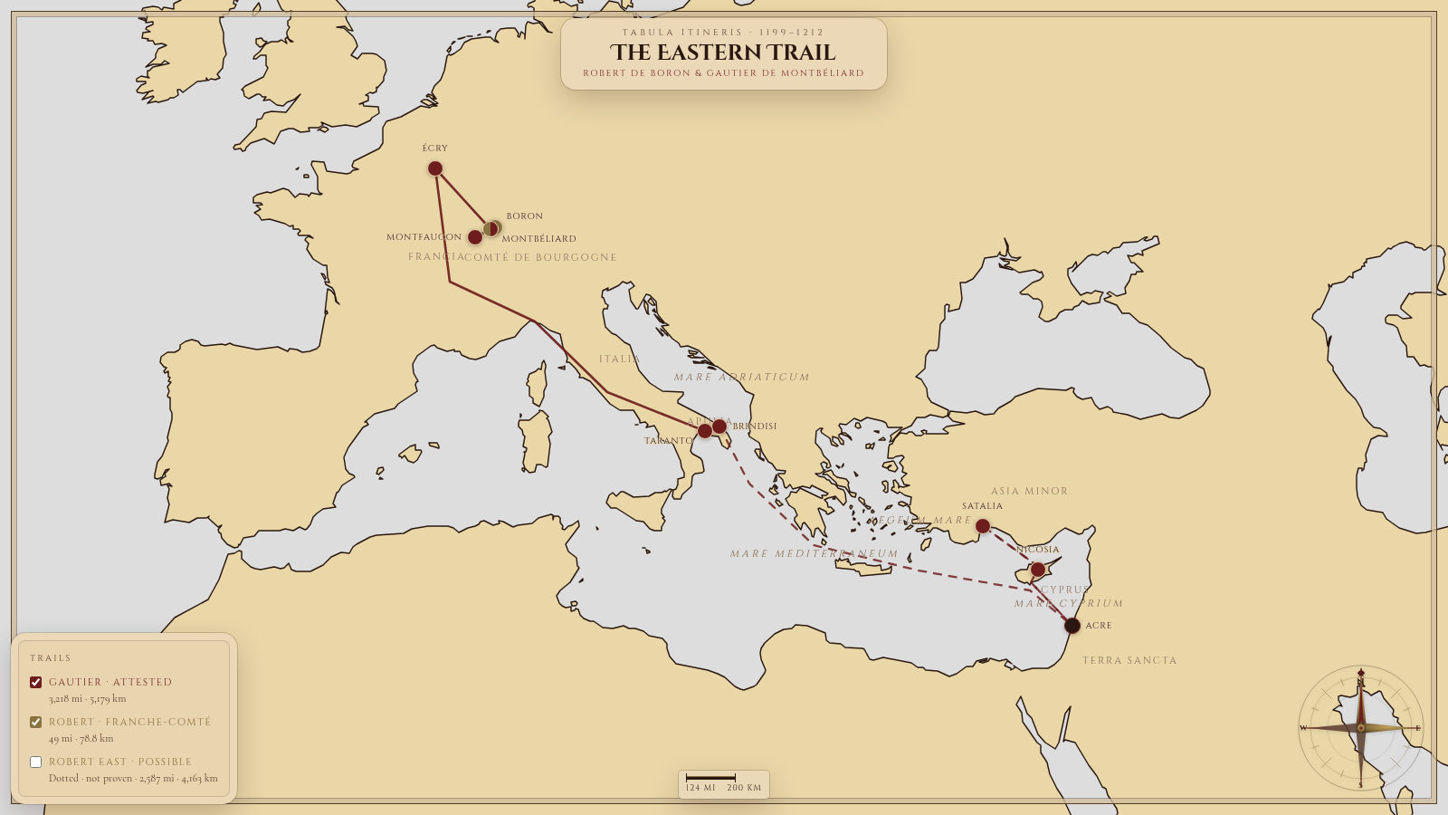The Eastern Trail, Tabula Itineris 1199–1212